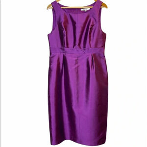 L.K. Bennett Silk Wool Purple Shift Sheath Dress